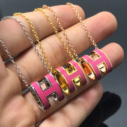 [Polaidi Jewelry]H NECKLACE PINK