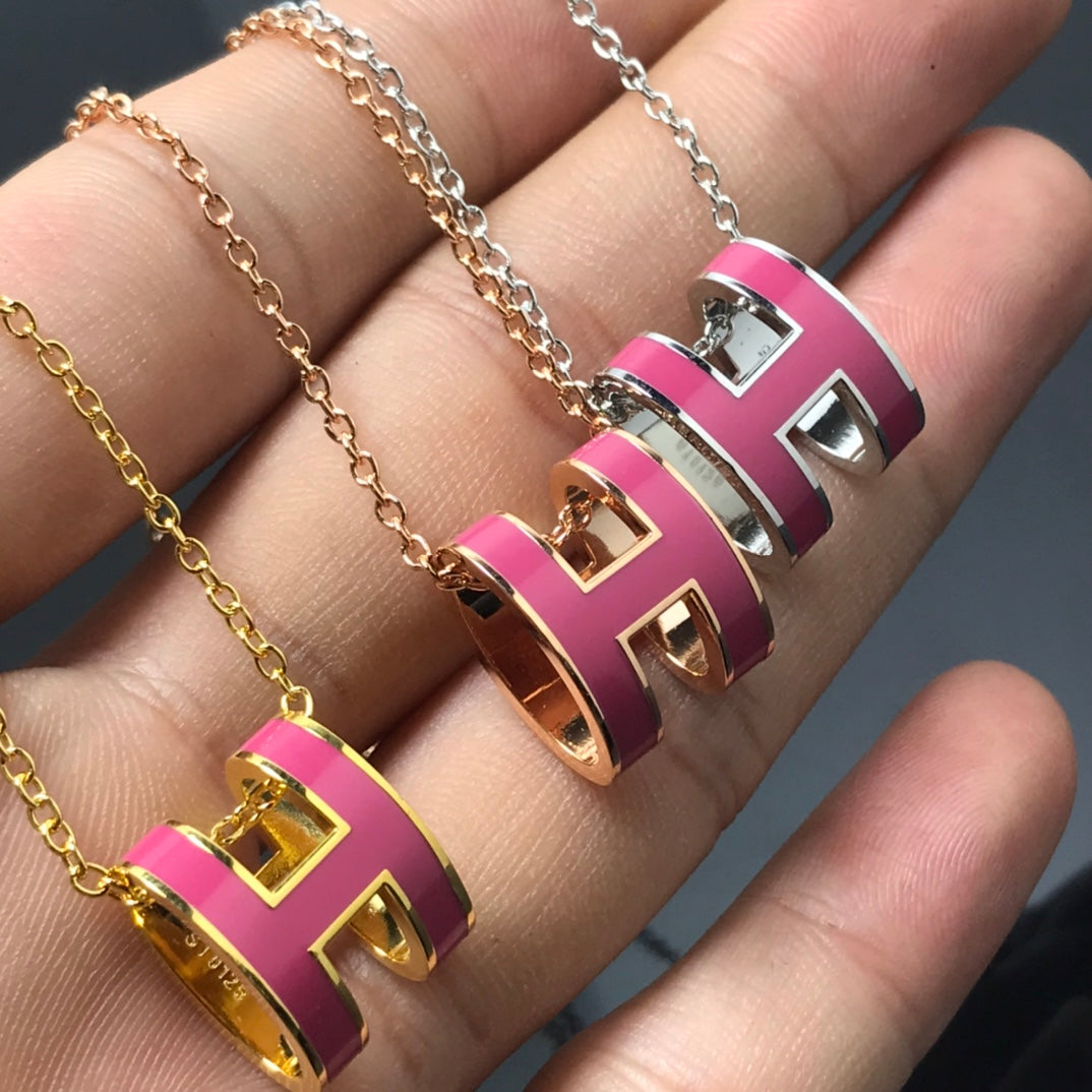 [：Polaidi Jewelry]H NECKLACE PINK