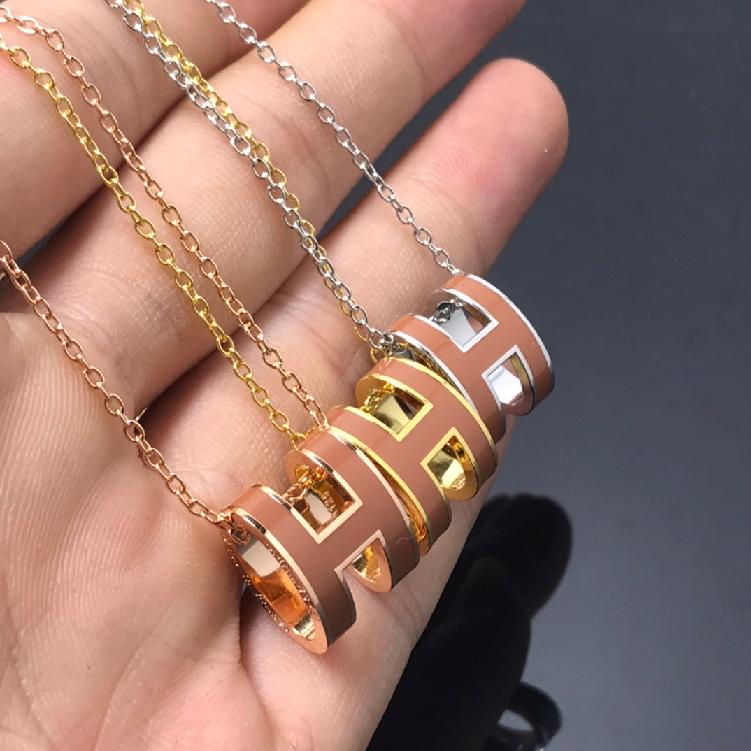 [：Polaidi Jewelry]H NECKLACE BROWN