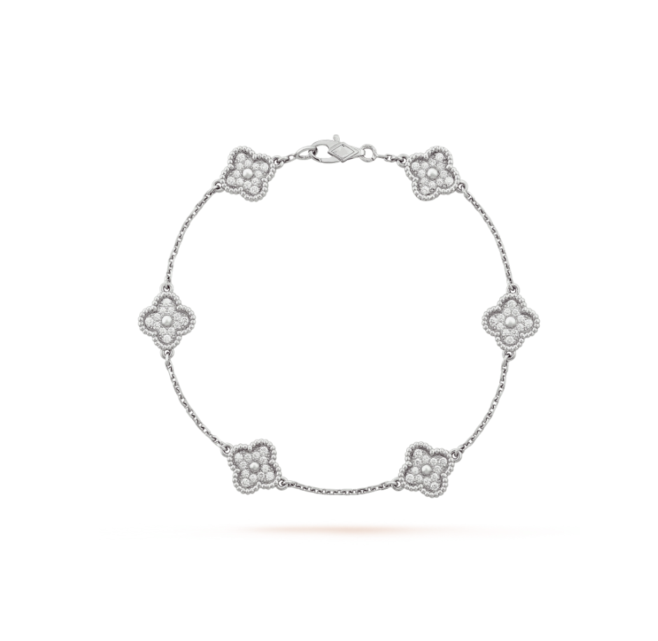 [Polaidi Jewelry]CLOVER 6 MOTIF SILVER DIAMOND BRACELET