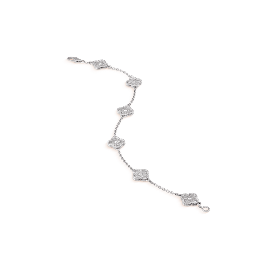 [Polaidi Jewelry]CLOVER 6 MOTIF SILVER DIAMOND BRACELET