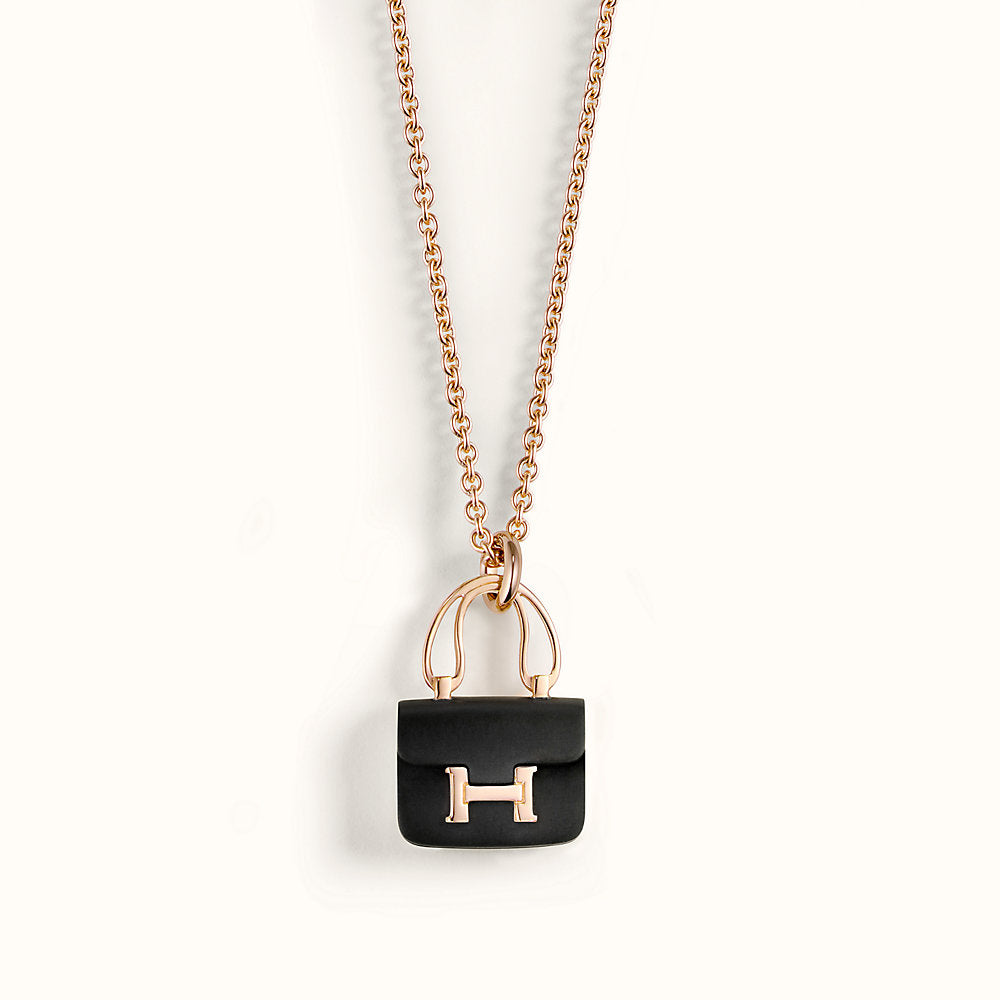 [Polaidi Jewelry]CONSTANCE BLACK PEDANT PINK GOLD NECKLACE
