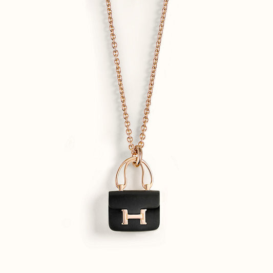 [Polaidi Jewelry]CONSTANCE BLACK PEDANT PINK GOLD NECKLACE