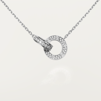 [Polaidi Jewelry]LOVE 7.6MM NECKLACE ROSE GOLD AND SILVER  FULL DIAMOND