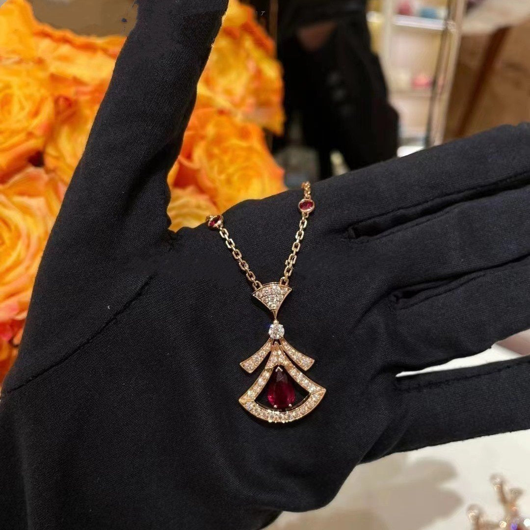 [Polaidi Jewelry]DREAM NECKLACE CARNELIAN DIAMOND PINK GOLD