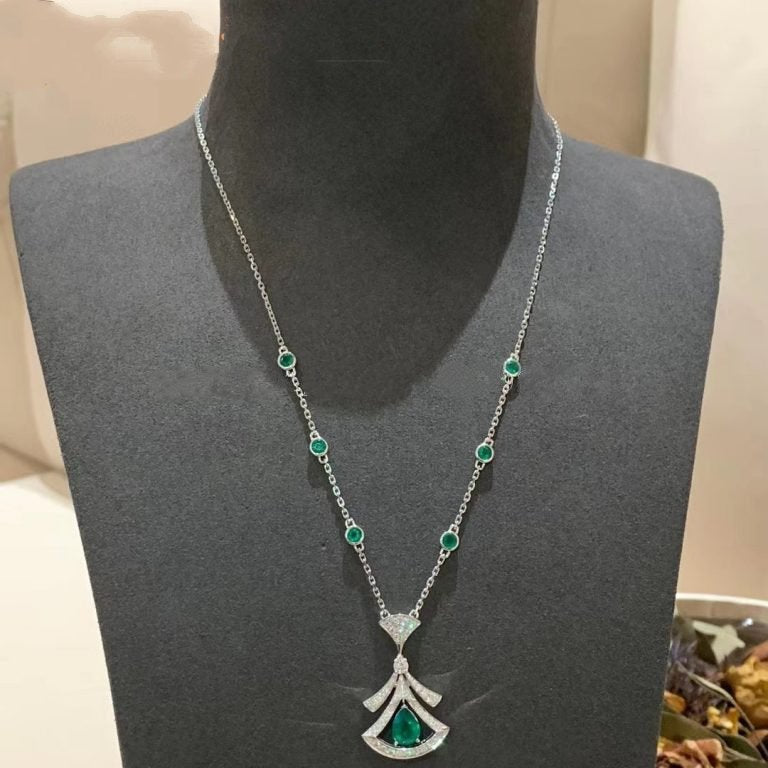 [Polaidi Jewelry]DREAM NECKLACE MALACHITE DIAMOND SILVER