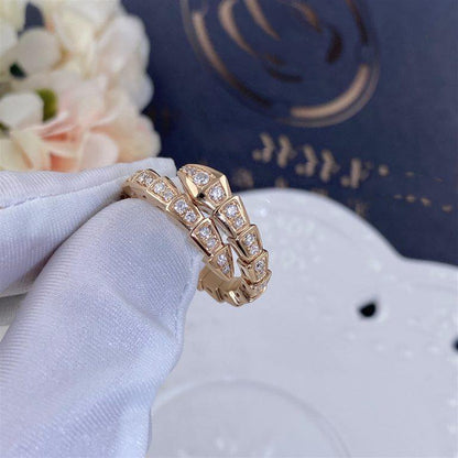 [Polaidi Jewelry]SERPENTI RING PINK GOLD DIAMOND PAVED 4MM
