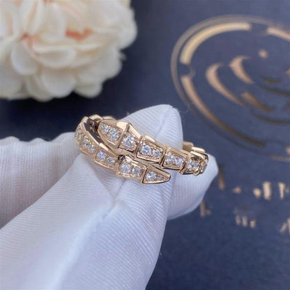 [Polaidi Jewelry]SERPENTI RING PINK GOLD DIAMOND PAVED 4MM