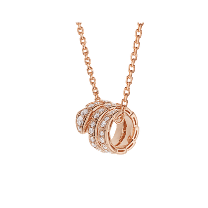 [Polaidi Jewelry]SERPENTI PINK GOLD NECKLACE DOUBLE RING DIAMOND