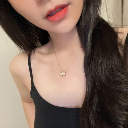 [Polaidi Jewelry]SERPENTI PINK GOLD NECKLACE DOUBLE RING DIAMOND