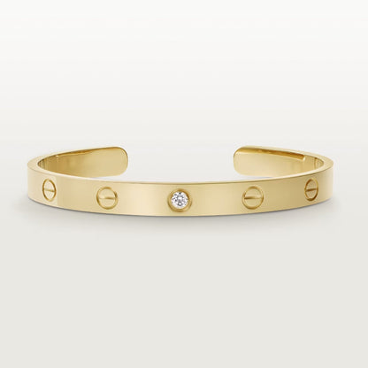 [：Polaidi Jewelry]LOVE BRACELET 6.1MM 1 DIAMOND OPEN CUFF