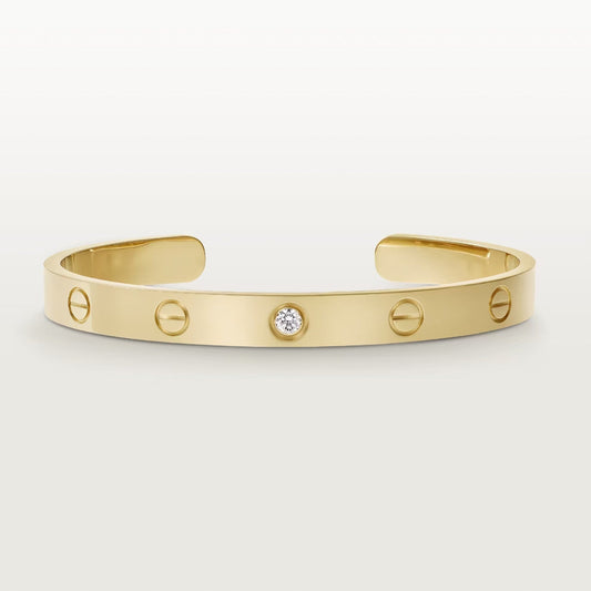 [：Polaidi Jewelry]LOVE BRACELET 6.1MM 1 DIAMOND OPEN CUFF