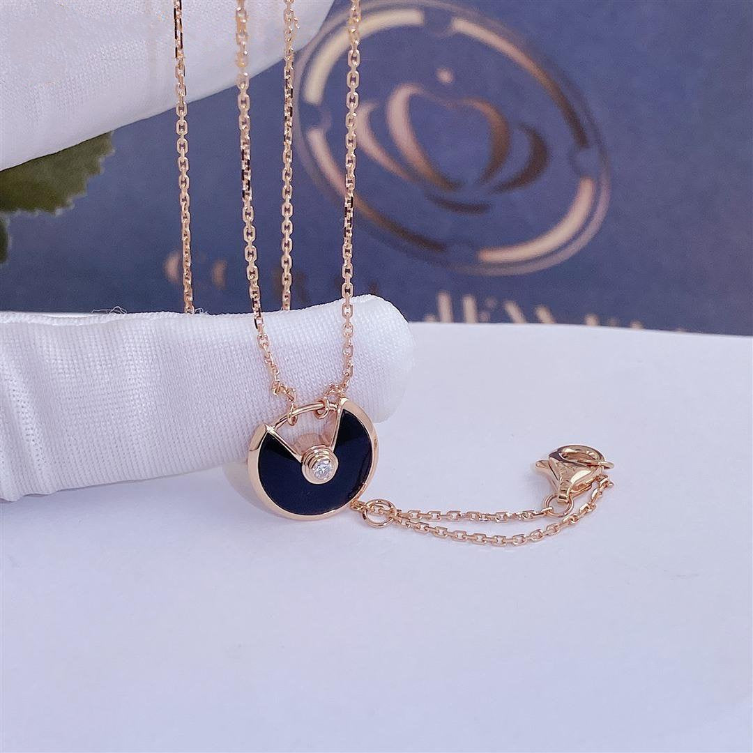 [：Polaidi Jewelry]アミュレット ローズゴールドオニキス ネックレス