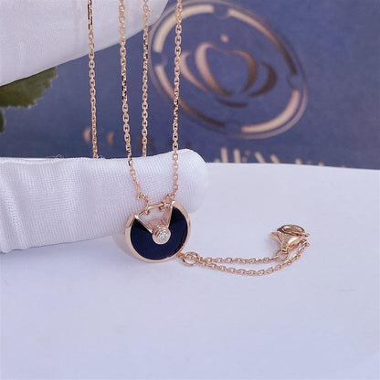 [：Polaidi Jewelry]アミュレット ローズゴールドオニキス ネックレス