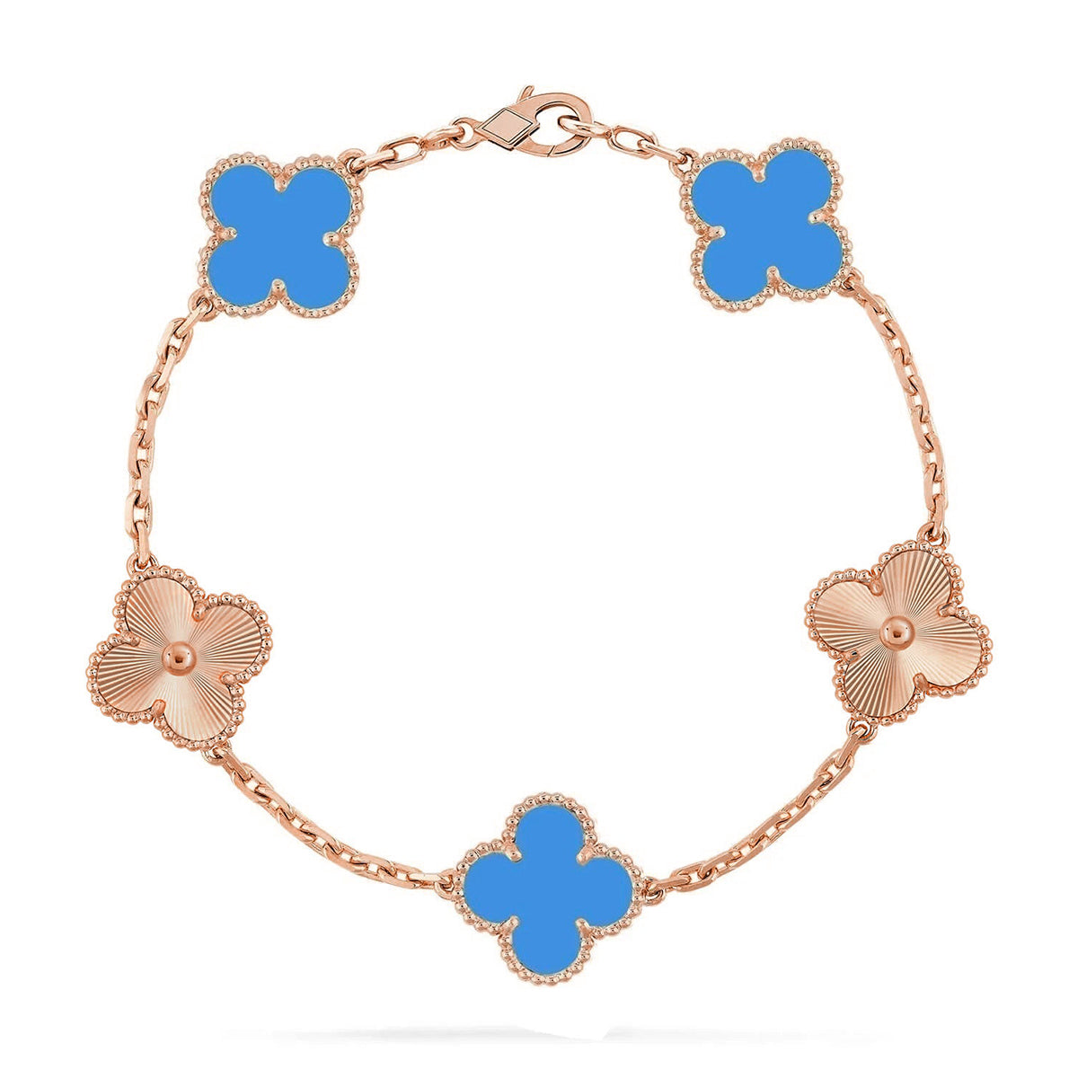[Polaidi Jewelry] CLOVER 5 MOTIF BLUE AGATE BRACELET COLLECTION