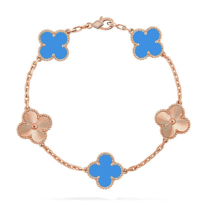 [Polaidi Jewelry] CLOVER 5 MOTIF BLUE AGATE BRACELET COLLECTION
