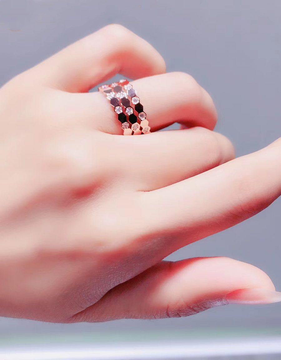 [：Polaidi Jewelry]BEE LOVE RING PINK GOLD DIAMOND