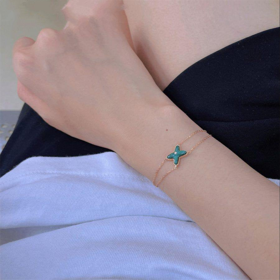 [Polaidi Jewelry]JEUX BRACELET MALACHITE PINK GOLD 1 DIAMOND