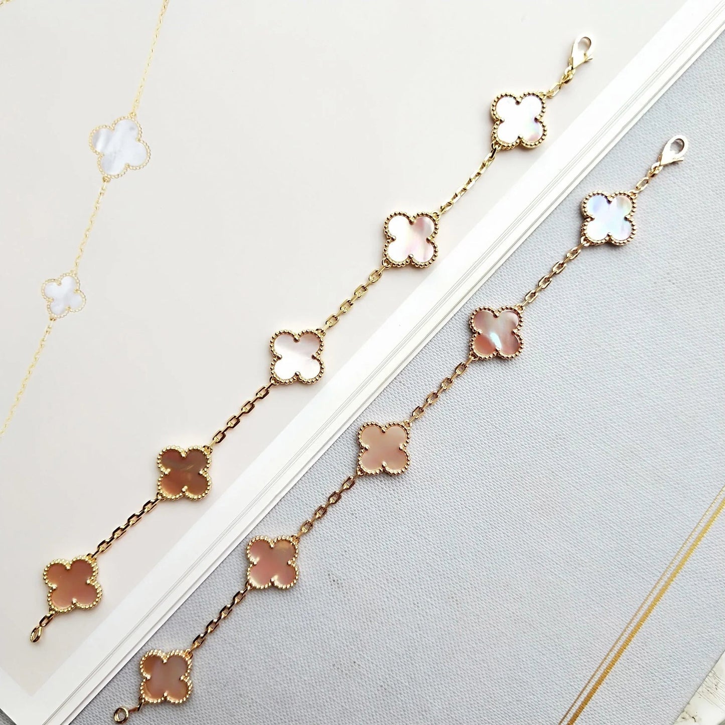 [：Polaidi Jewelry]CLOVER 5 PINK MOP BRACELET