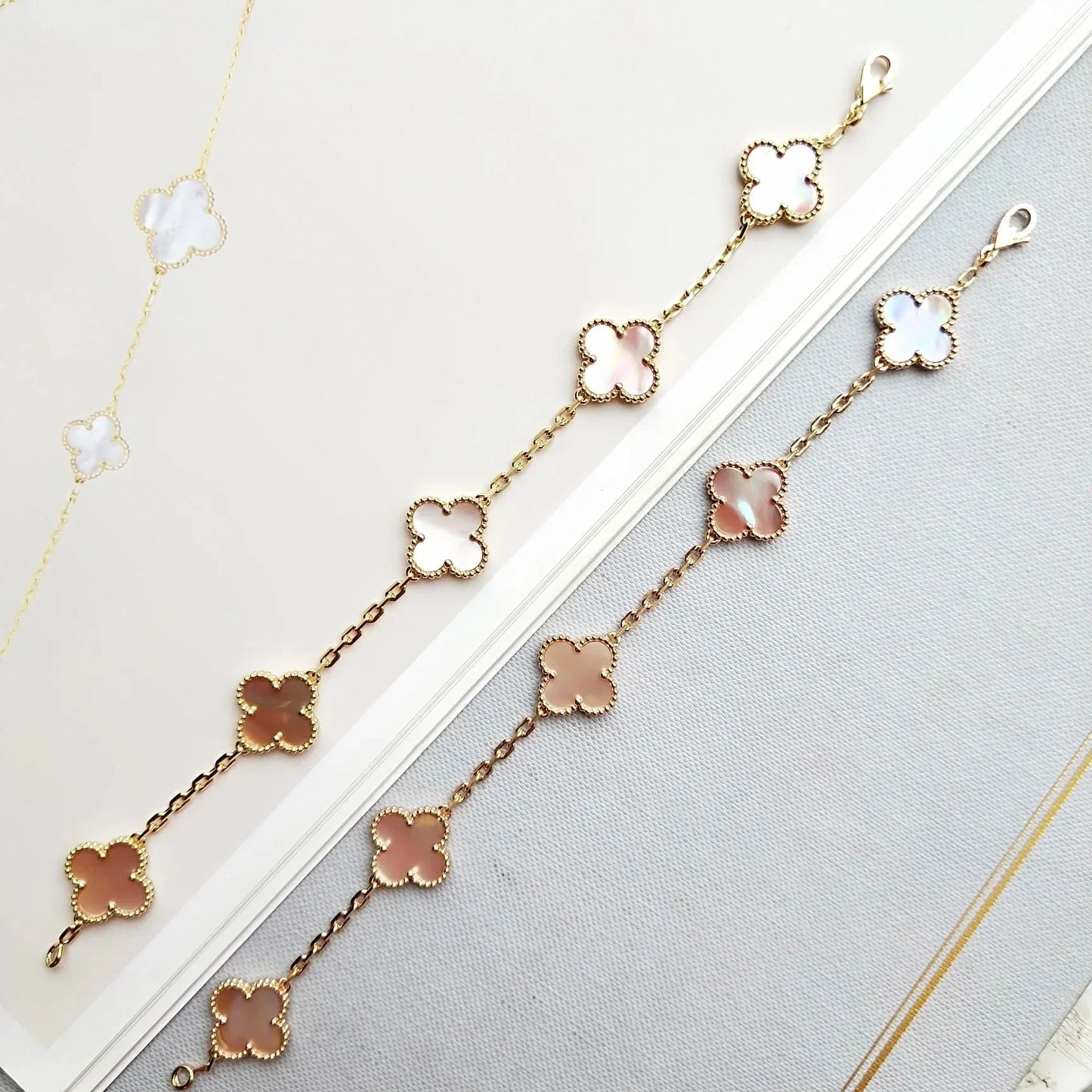 [Polaidi Jewelry] CLOVER 5 MOTIFS  PINK MOP BRACELET COLLECTION