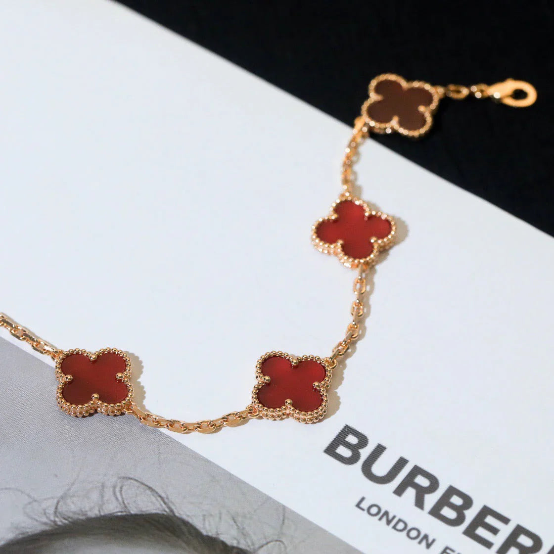 [Polaidi Jewelry] CLOVER 5 MOTIF RED CORNELIAN BRACELET COLLECTION