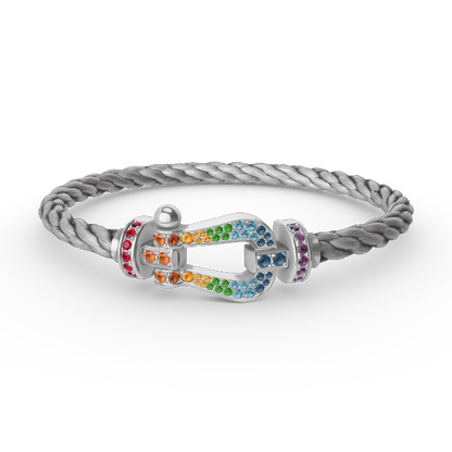 [：Polaidi Jewelry]FORC LARGE HORSESHOE  COLORED DIAMOND BRACELET SILVER