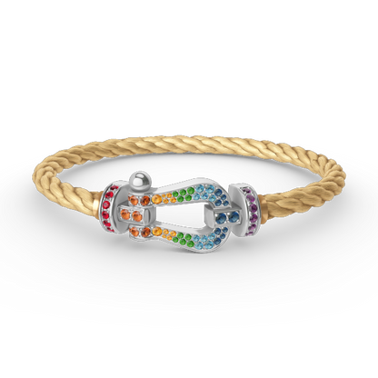 [：Polaidi Jewelry]FORC LARGE HORSESHOE  COLORED DIAMOND BRACELET SILVER