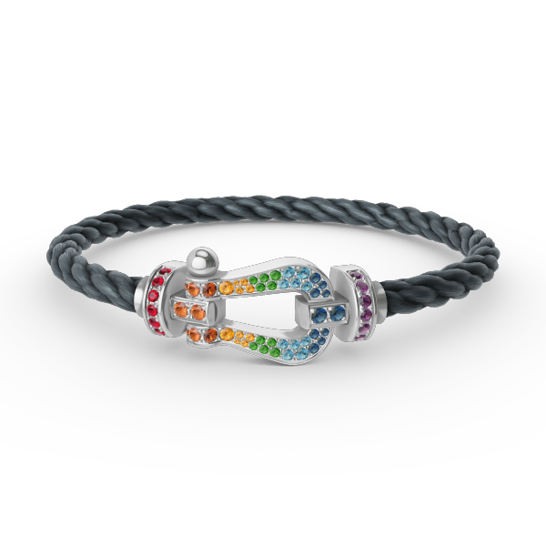 [：Polaidi Jewelry]FORC LARGE HORSESHOE  COLORED DIAMOND BRACELET SILVER