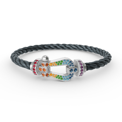 [：Polaidi Jewelry]FORC LARGE HORSESHOE  COLORED DIAMOND BRACELET SILVER