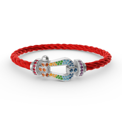 [：Polaidi Jewelry]FORC LARGE HORSESHOE  COLORED DIAMOND BRACELET SILVER