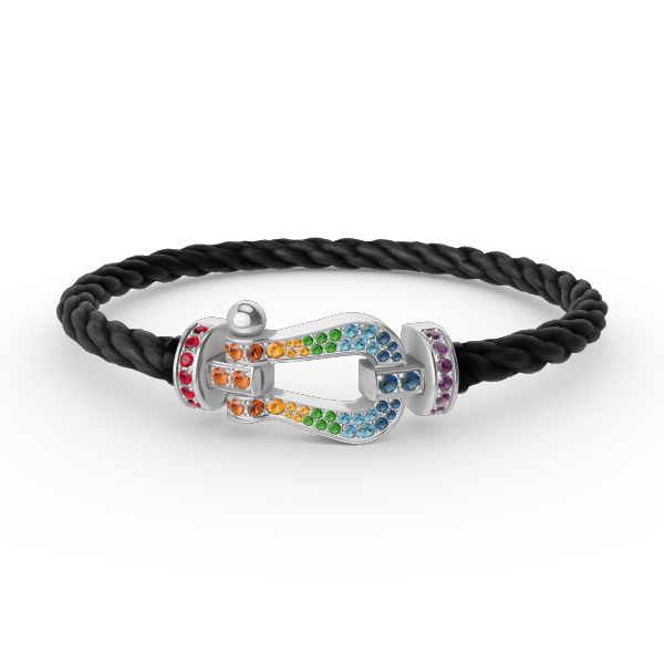 [：Polaidi Jewelry]FORC LARGE HORSESHOE  COLORED DIAMOND BRACELET SILVER