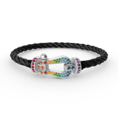 [：Polaidi Jewelry]FORC LARGE HORSESHOE  COLORED DIAMOND BRACELET SILVER