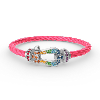 [：Polaidi Jewelry]FORC LARGE HORSESHOE  COLORED DIAMOND BRACELET SILVER