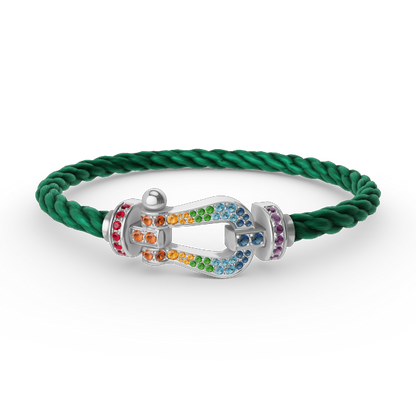 [：Polaidi Jewelry]FORC LARGE HORSESHOE  COLORED DIAMOND BRACELET SILVER