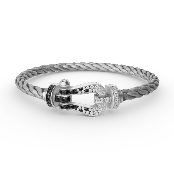 [：Polaidi Jewelry]FORCE LARGE HORSESHOE BLACK WHITE DIAMOND BRACELET SILVER