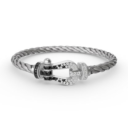 [：Polaidi Jewelry]FORCE LARGE HORSESHOE BLACK WHITE DIAMOND BRACELET SILVER