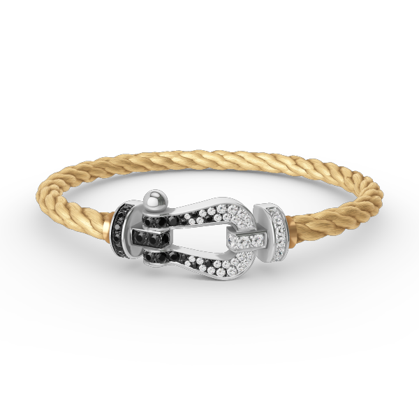 [：Polaidi Jewelry]FORCE LARGE HORSESHOE BLACK WHITE DIAMOND BRACELET SILVER
