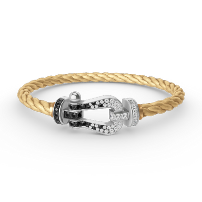 [：Polaidi Jewelry]FORCE LARGE HORSESHOE BLACK WHITE DIAMOND BRACELET SILVER