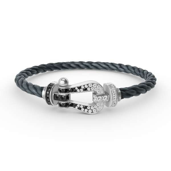 [：Polaidi Jewelry]FORCE LARGE HORSESHOE BLACK WHITE DIAMOND BRACELET SILVER
