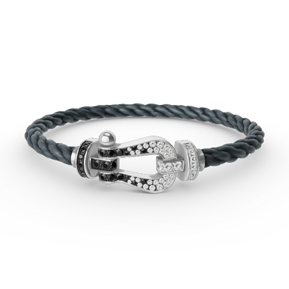 [Polaidi Jewelry]FORCE LARGE HORSESHOE BLACK WHITE DIAMOND BRACELET SILVER