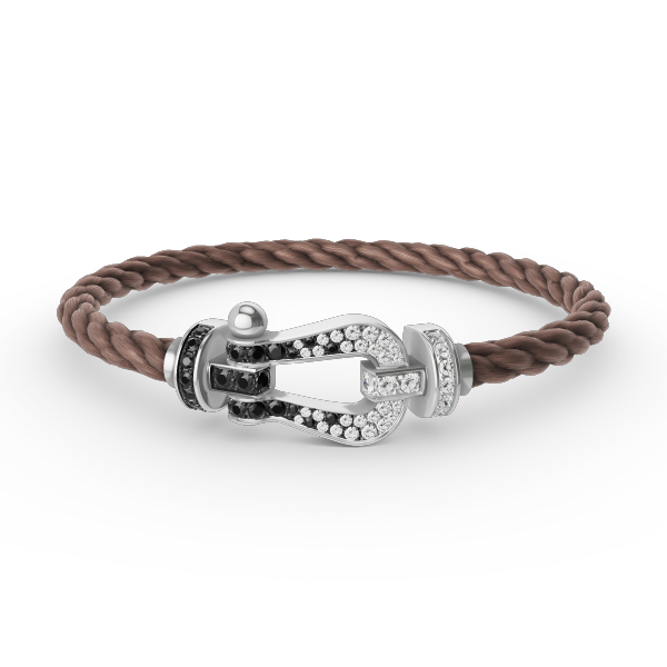 [：Polaidi Jewelry]FORCE LARGE HORSESHOE BLACK WHITE DIAMOND BRACELET SILVER