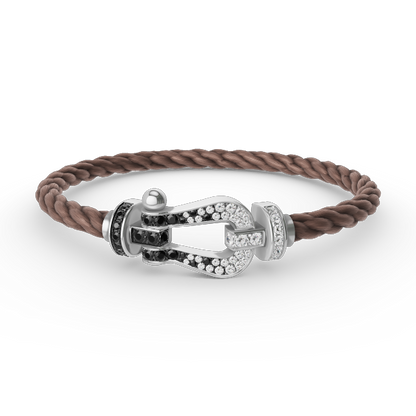 [：Polaidi Jewelry]FORCE LARGE HORSESHOE BLACK WHITE DIAMOND BRACELET SILVER