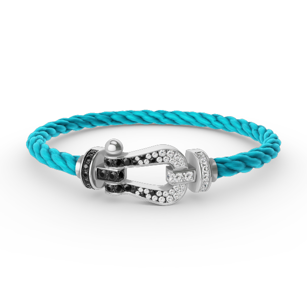 [Polaidi Jewelry]FORCE LARGE HORSESHOE BLACK WHITE DIAMOND BRACELET SILVER
