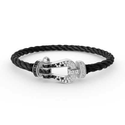 [Polaidi Jewelry]FORCE LARGE HORSESHOE BLACK WHITE DIAMOND BRACELET SILVER
