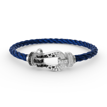 [：Polaidi Jewelry]FORCE LARGE HORSESHOE BLACK WHITE DIAMOND BRACELET SILVER