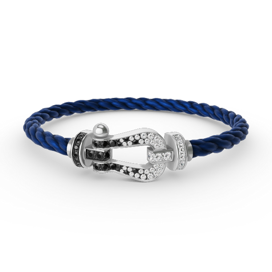 [：Polaidi Jewelry]FORCE LARGE HORSESHOE BLACK WHITE DIAMOND BRACELET SILVER