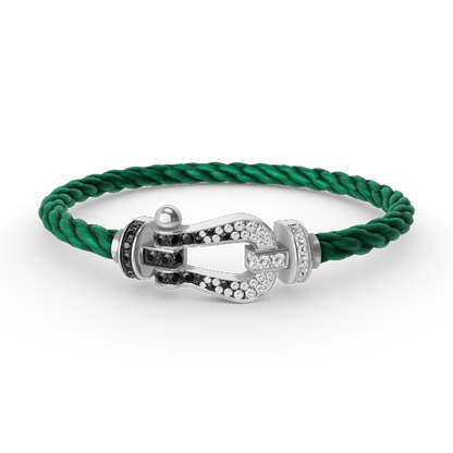 [：Polaidi Jewelry]FORCE LARGE HORSESHOE BLACK WHITE DIAMOND BRACELET SILVER