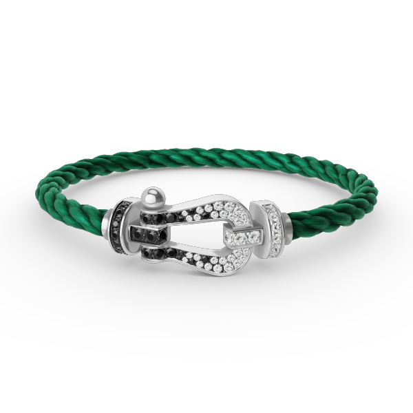 [Polaidi Jewelry]FORCE LARGE HORSESHOE BLACK WHITE DIAMOND BRACELET SILVER