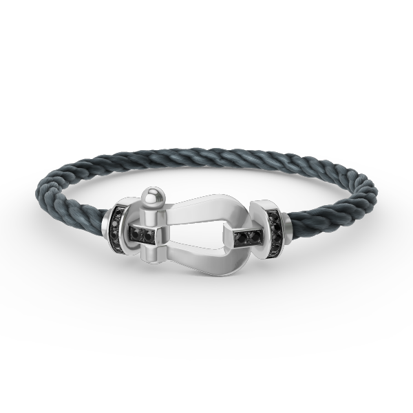 [Polaidi Jewelry]FORCE LARGE HORSESHOE BLACK DIAMOND BRACELET SILVER