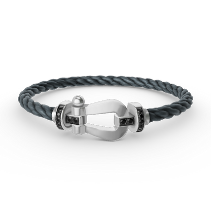 [Polaidi Jewelry]FORCE LARGE HORSESHOE BLACK DIAMOND BRACELET SILVER